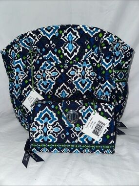 Vera Bradley - Ink Blue Quilted print tote or Women's Shoulder Bag and wallet